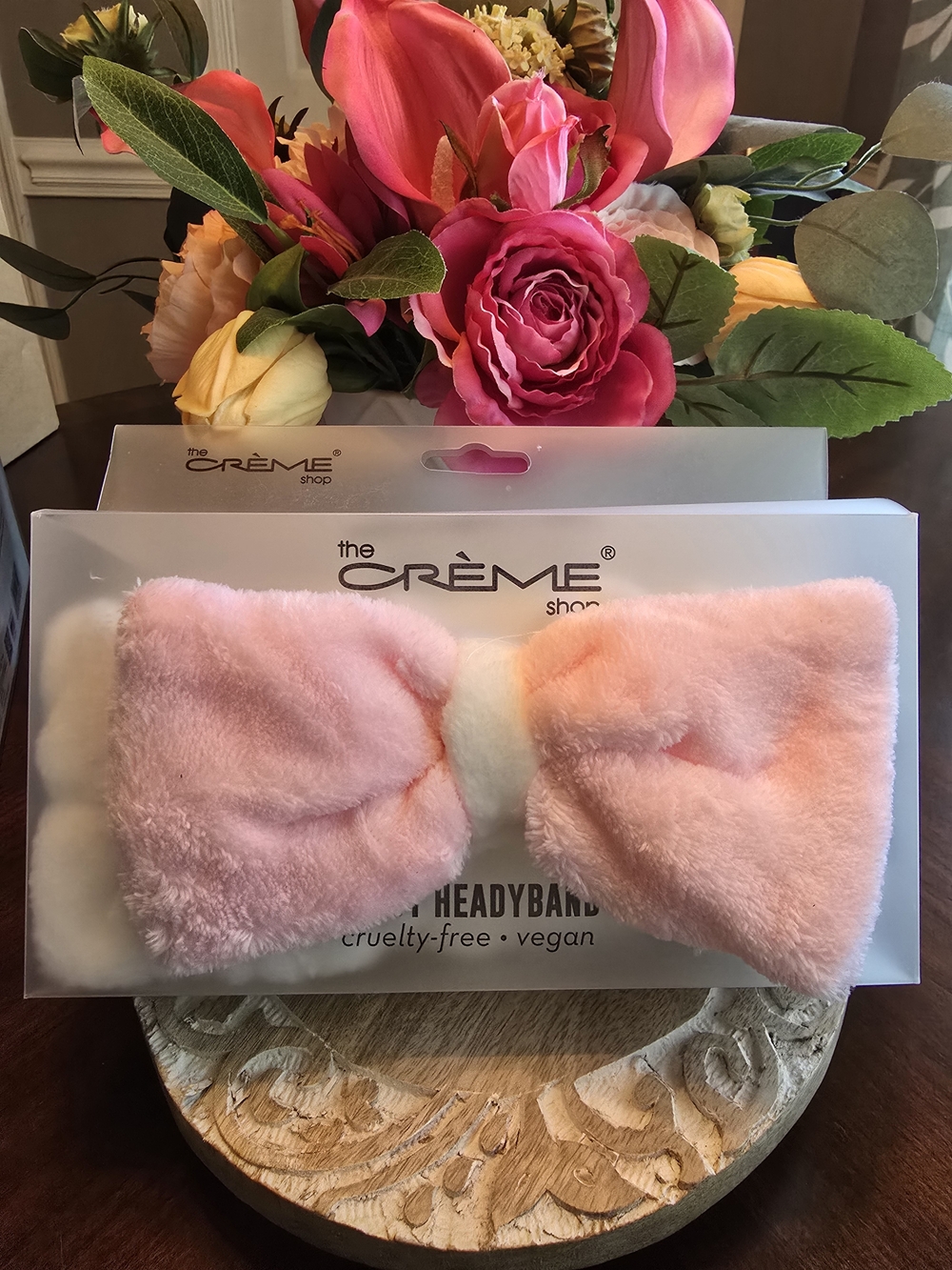 the CRÈME Shop Pink Plush Bow Headband